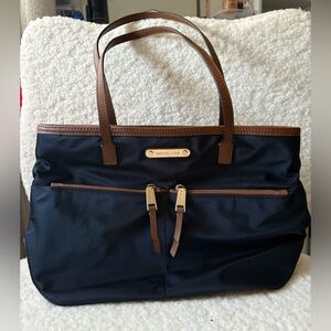 Michael Kors Black Tote with Brown Trim